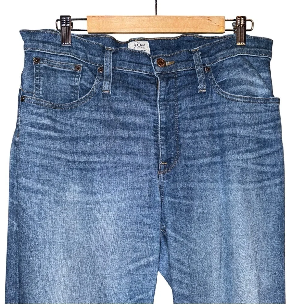 J. CREW Billie Demi Boot Crop Jeans in Warm Indigo Distressed Plus Size 32
